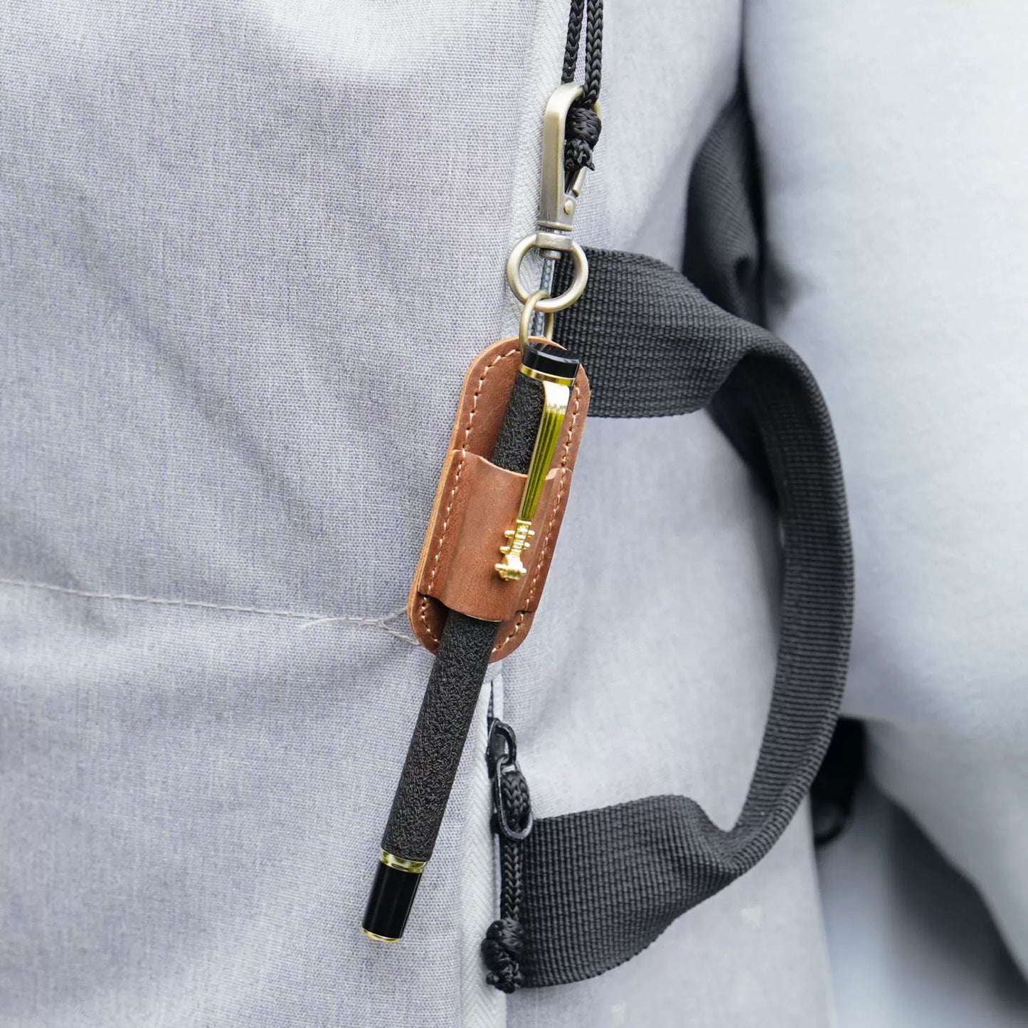 Crazy Horse Leather Portable Pen Sleeve