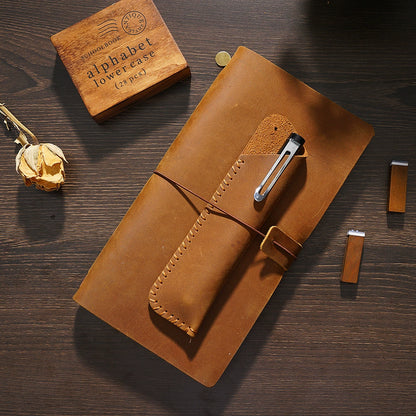 Crazy Horse Leather Handmade Pen Sleeve Case