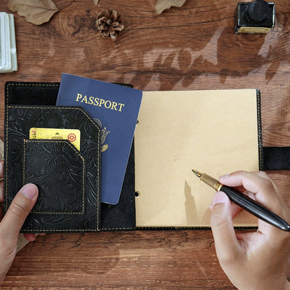 Crazy Horse Leather Embossed Cord-Tied Sketch Journal
