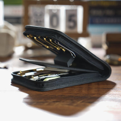 Crazy Horse Leather 12-Slot Zip Pen Organizer