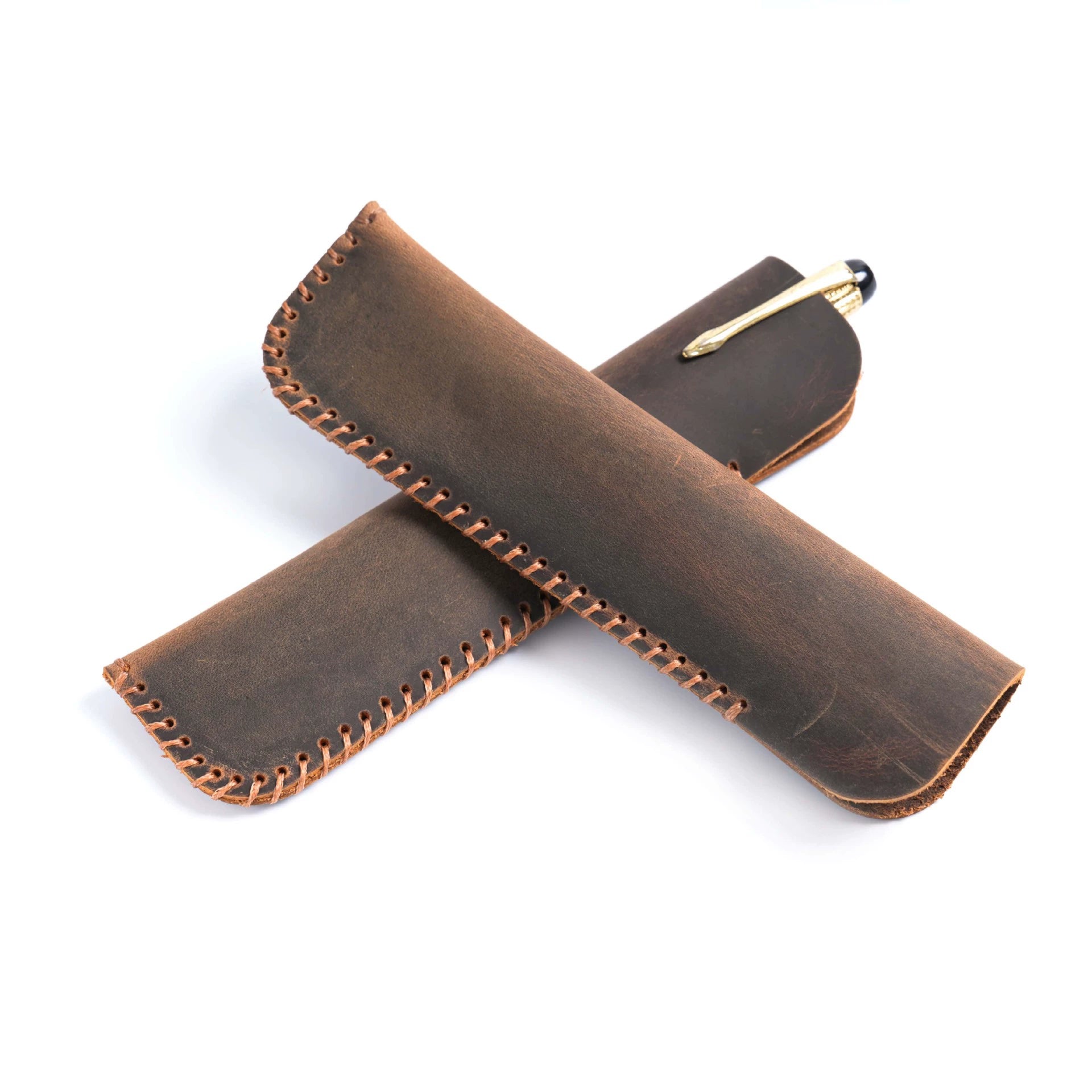 Crazy Horse Leather Knife-Style Pen Sheath