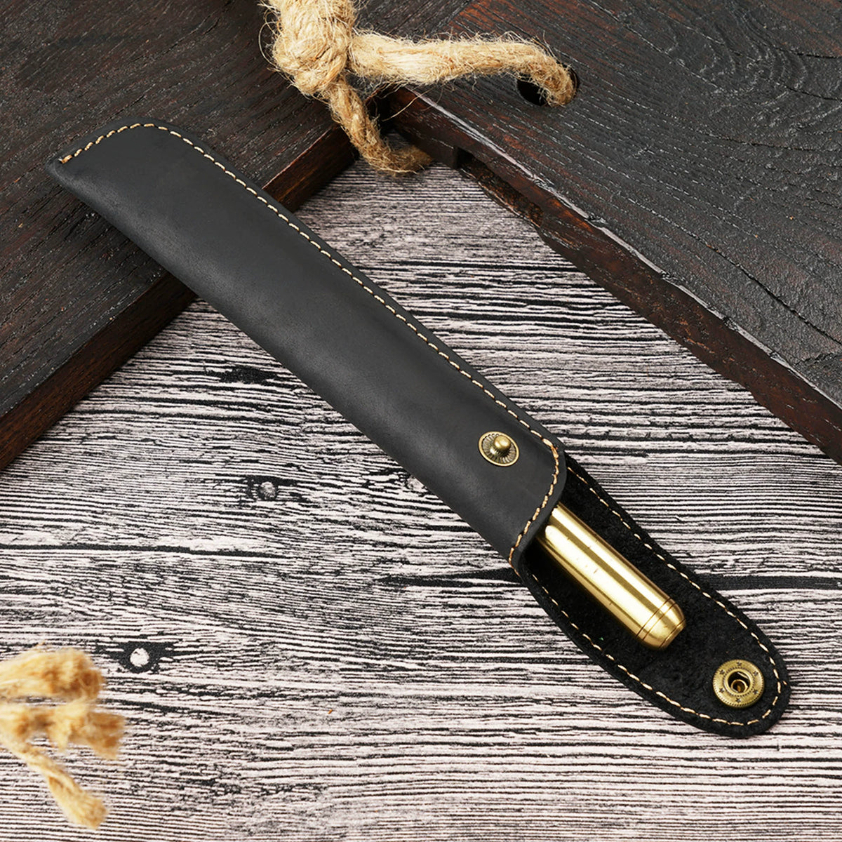 Crazy Horse Leather Slim Pen Sleeve Protective Case