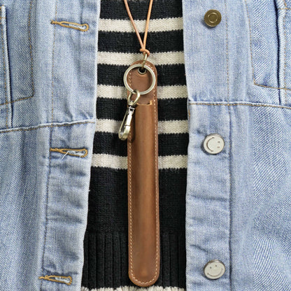 Crazy Horse Leather Neck-Hang Pen Holder