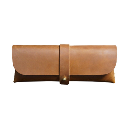 Crazy Horse Leather Slim Pencil Case Pouch