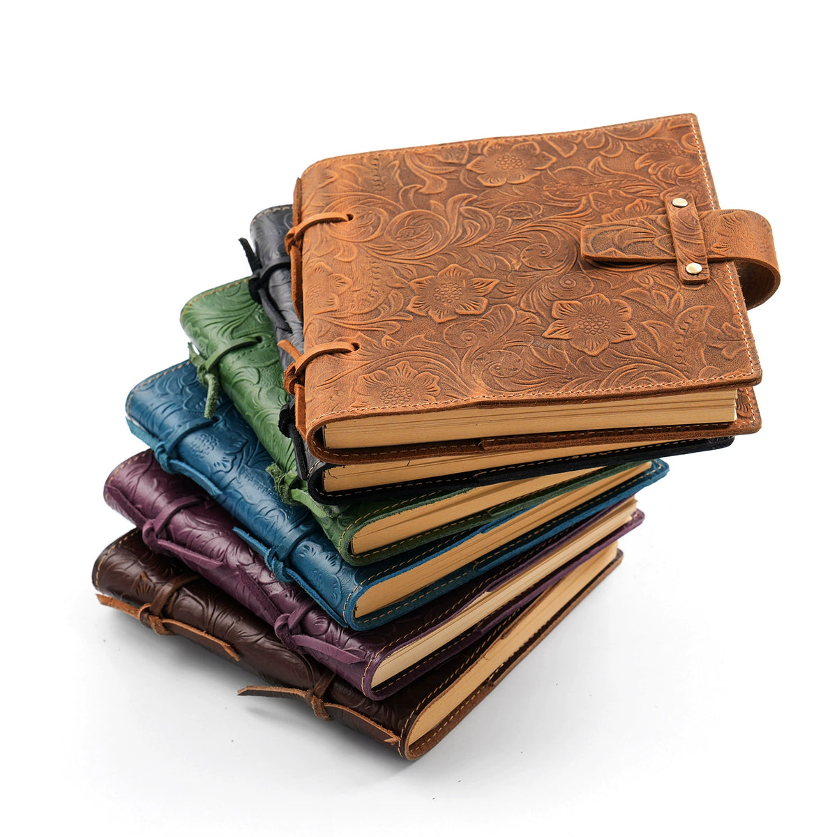 Crazy Horse Leather Embossed Cord-Tied Sketch Journal