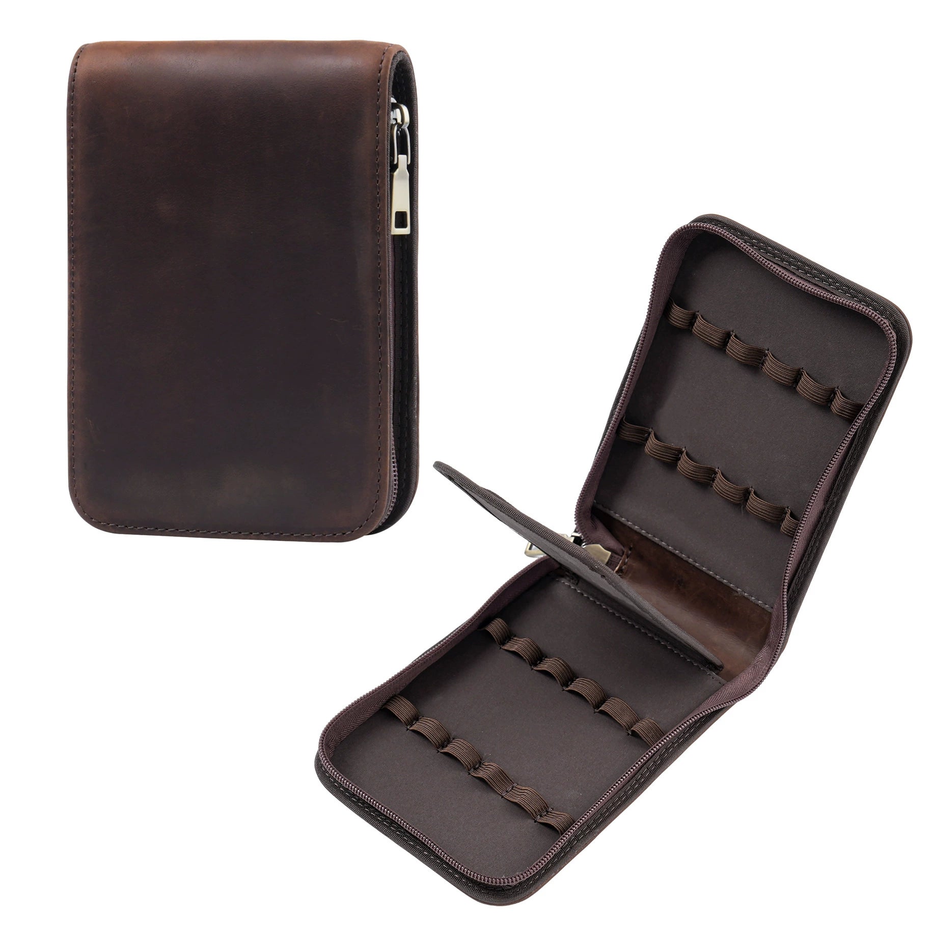 Crazy Horse Leather 12-Slot Zip Pen Organizer