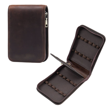 Crazy Horse Leather 12-Slot Zip Pen Organizer