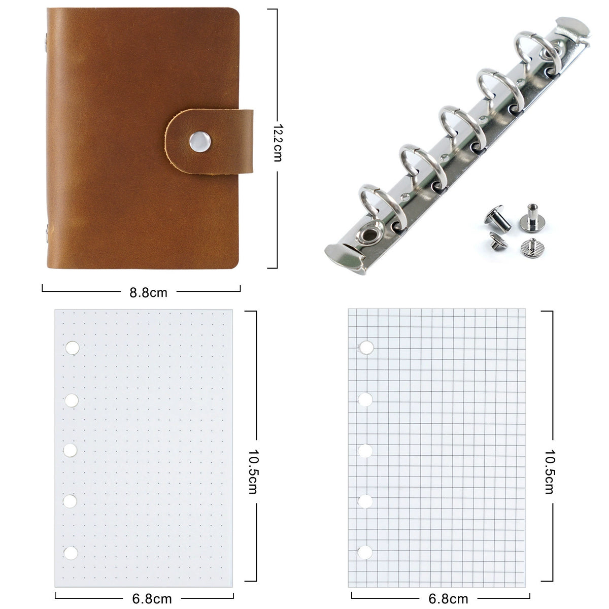 Crazy Horse Leather A8 Mini Refillable Pocket Journal