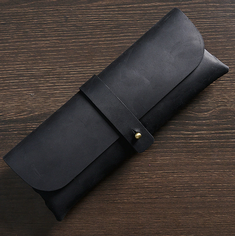 Crazy Horse Leather Slim Pencil Case Pouch