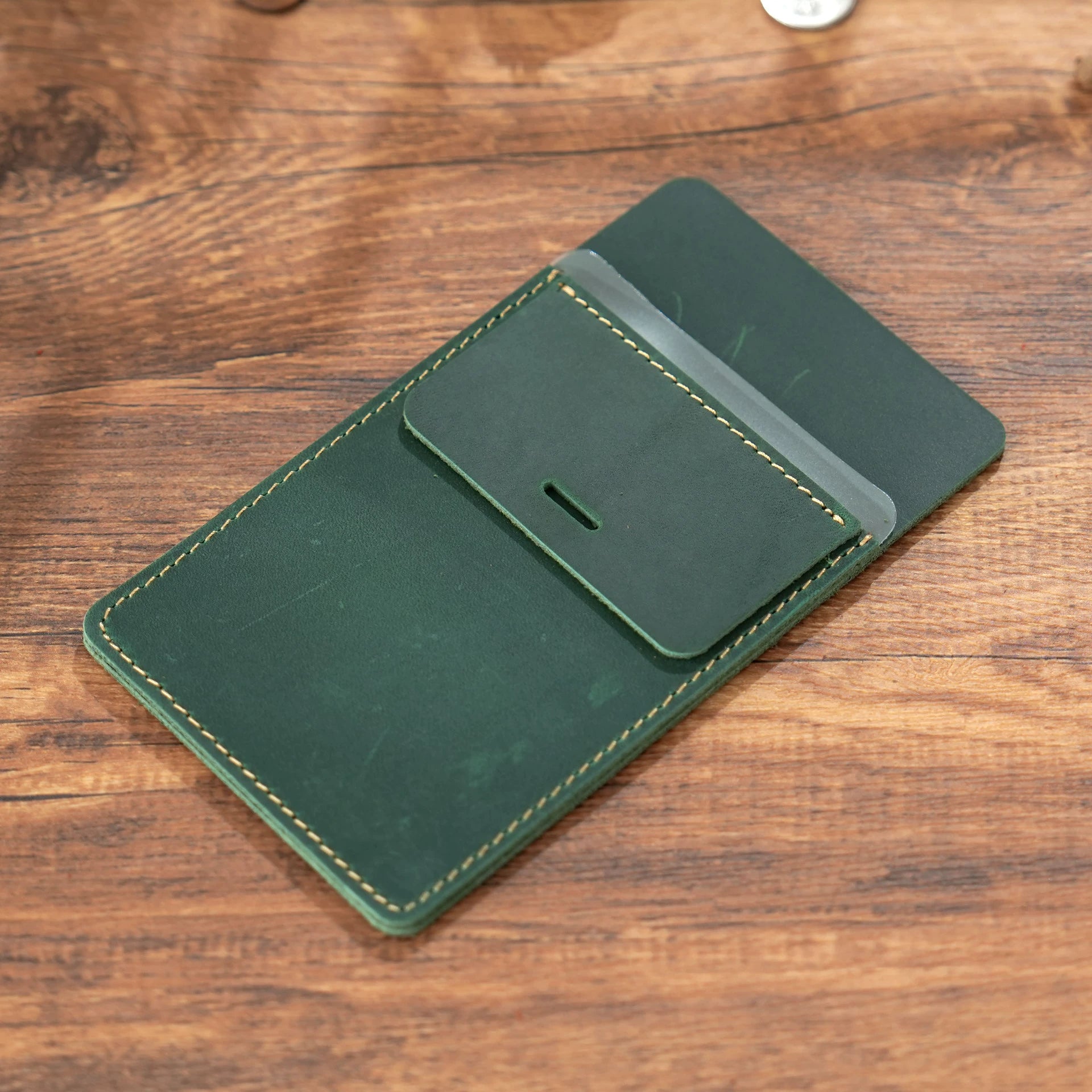 Crazy Horse Leather Clip-On Pocket Pen Holder