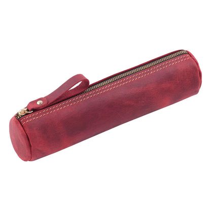 Crazy Horse Leather Zip Pen and Coin Pouch