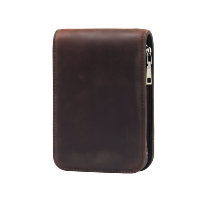 Crazy Horse Leather 12-Slot Zip Pen Organizer
