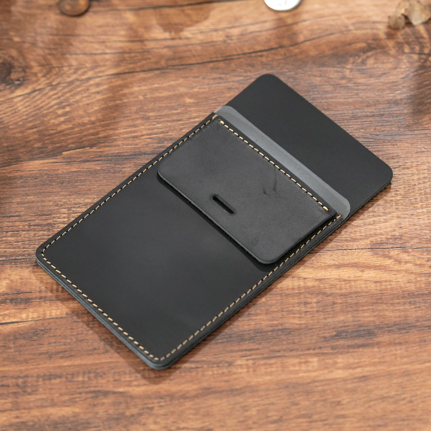 Crazy Horse Leather Clip-On Pocket Pen Holder