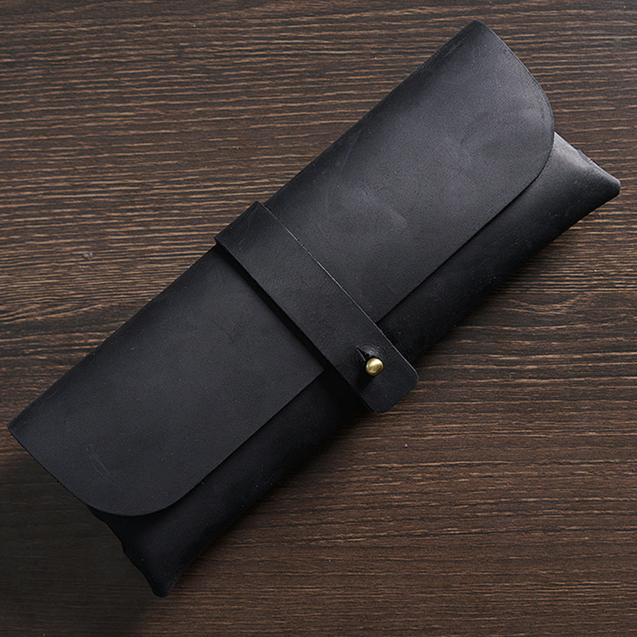 Crazy Horse Leather Slim Pencil Case Pouch