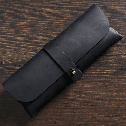 Crazy Horse Leather Slim Pencil Case Pouch