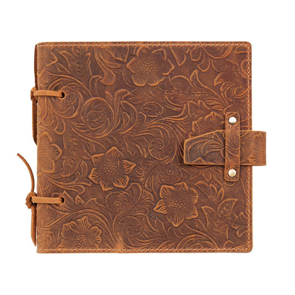 Crazy Horse Leather Embossed Cord-Tied Sketch Journal
