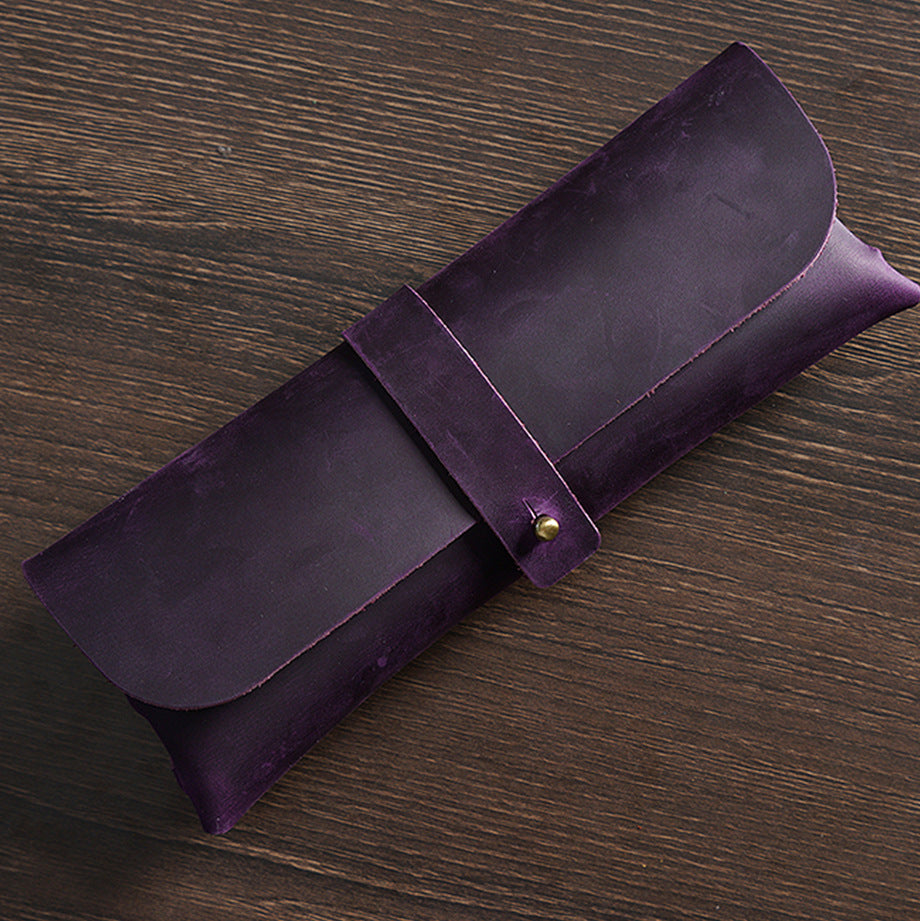 Crazy Horse Leather Slim Pencil Case Pouch