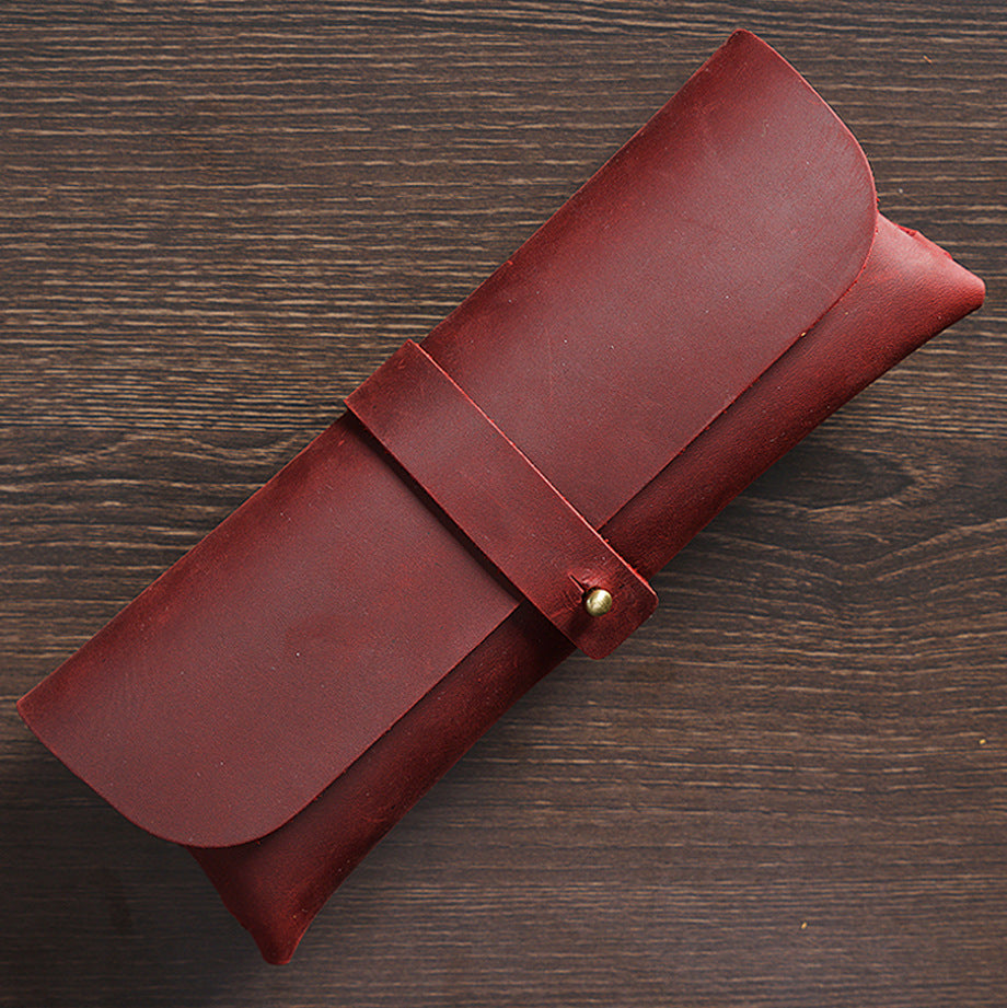 Crazy Horse Leather Slim Pencil Case Pouch