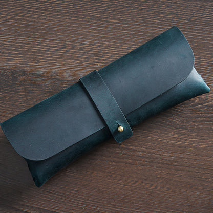 Crazy Horse Leather Slim Pencil Case Pouch